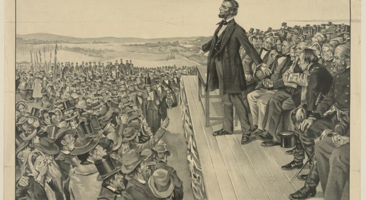 Image of President Lincoln delivering the Gettysburg address for a blog post honoring those who gave their "last full measure of devotion" for Memorial Day 2025